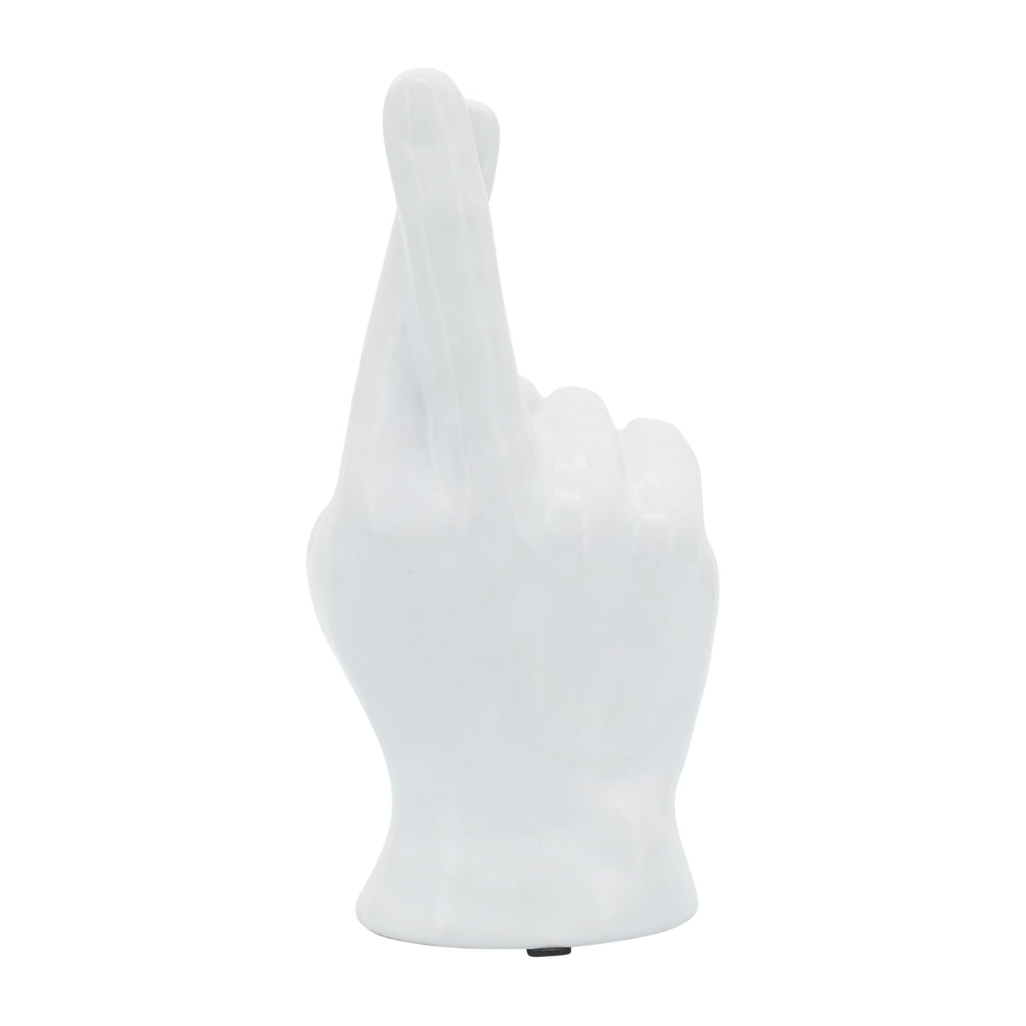 8"h, Crossing Fingers, White