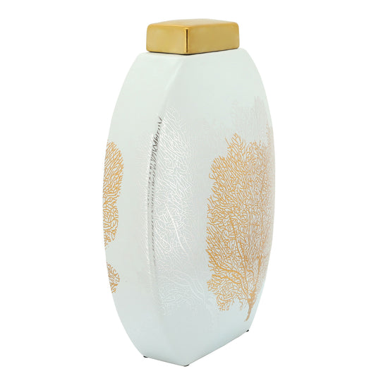 16" Decal Jar W/ Lid, Gold