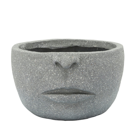 Resin 12" Half-face Planter, Cement