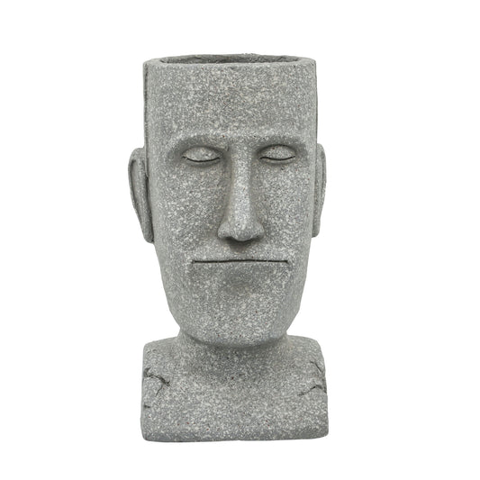 Resin, 10" Head Planter, Gray
