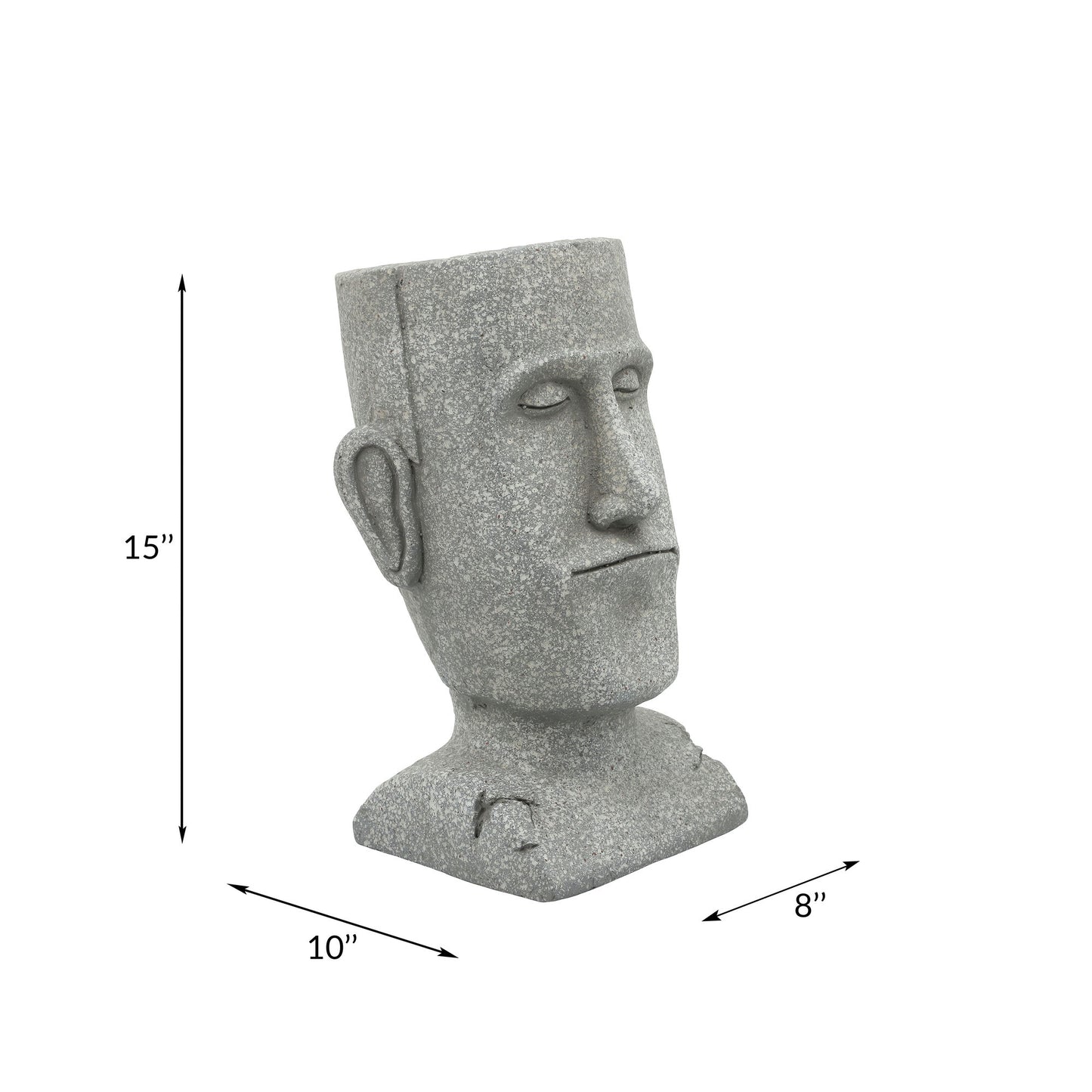 Resin, 10" Head Planter, Gray