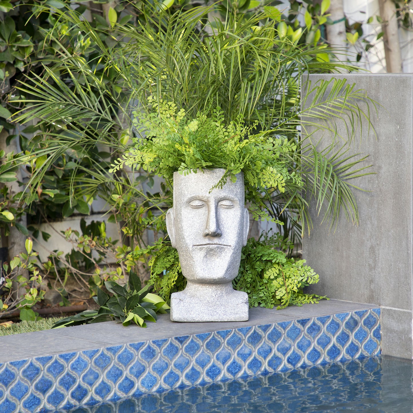 Resin, 10" Head Planter, Gray