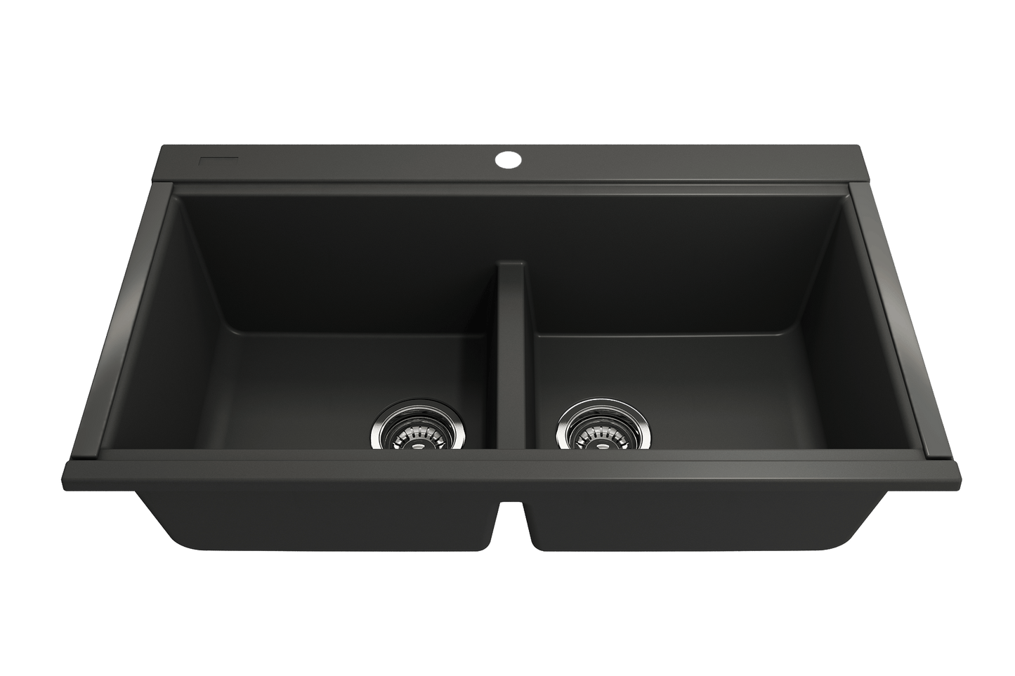 Baveno Lux Undermount 34D" Double Bowl Granite Kitchen Sink in Matte Black