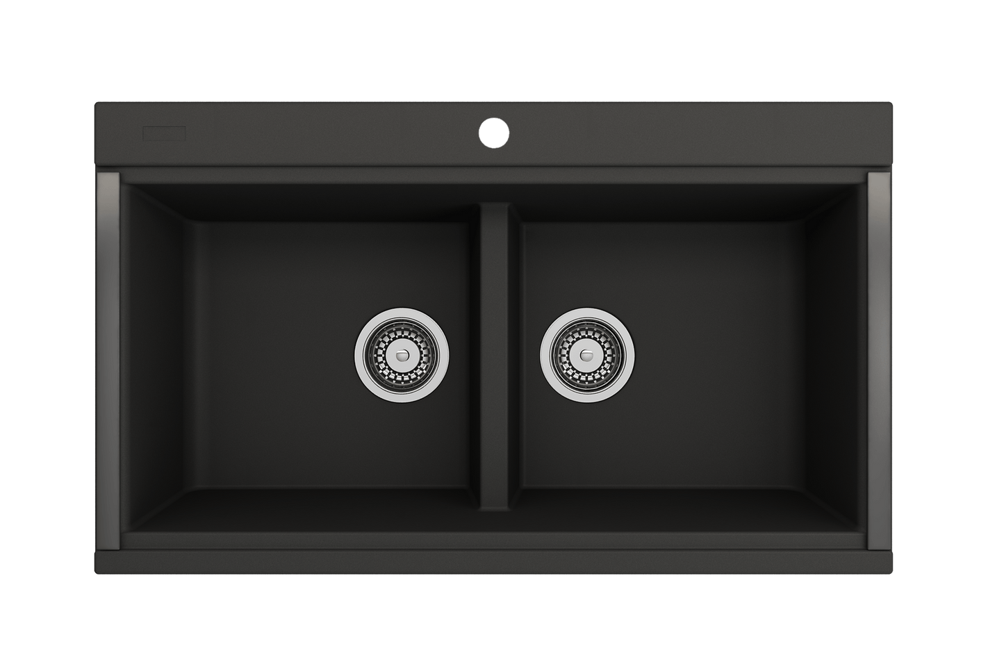 Baveno Lux Undermount 34D" Double Bowl Granite Kitchen Sink in Matte Black