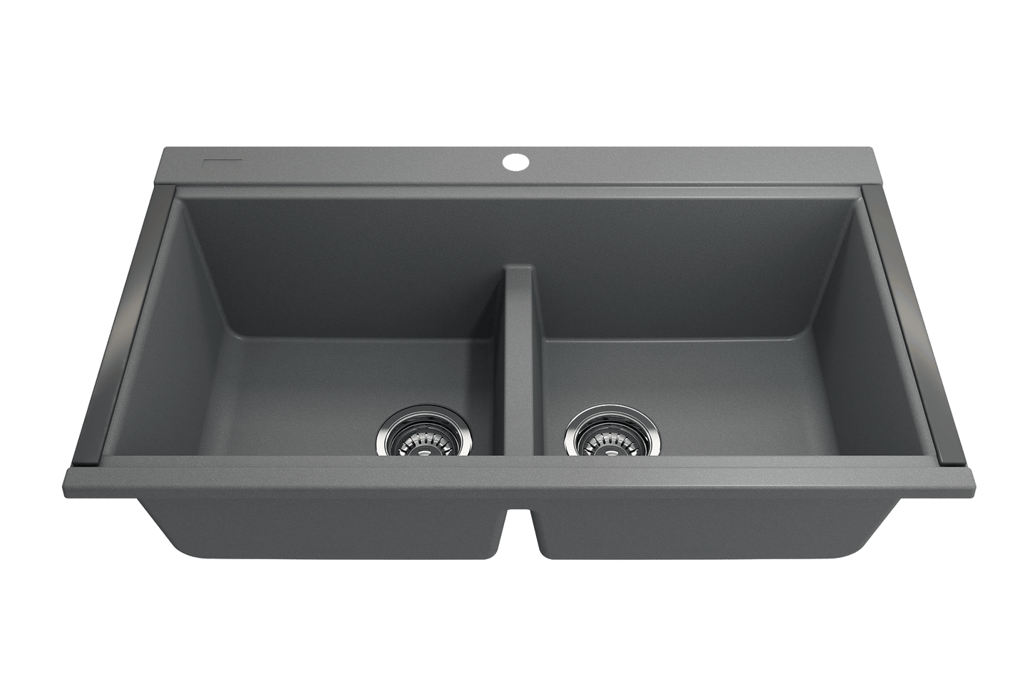 Baveno Lux Undermount 34D" Double Bowl Granite Kitchen Sink in Concrete Gray