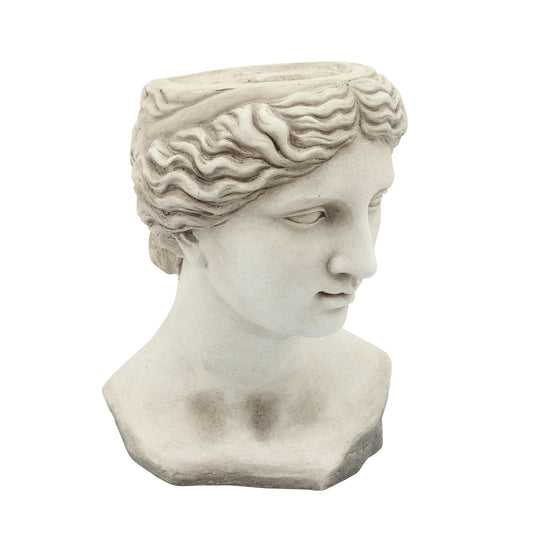 Resin 11" Lady Head Planter, Antique White