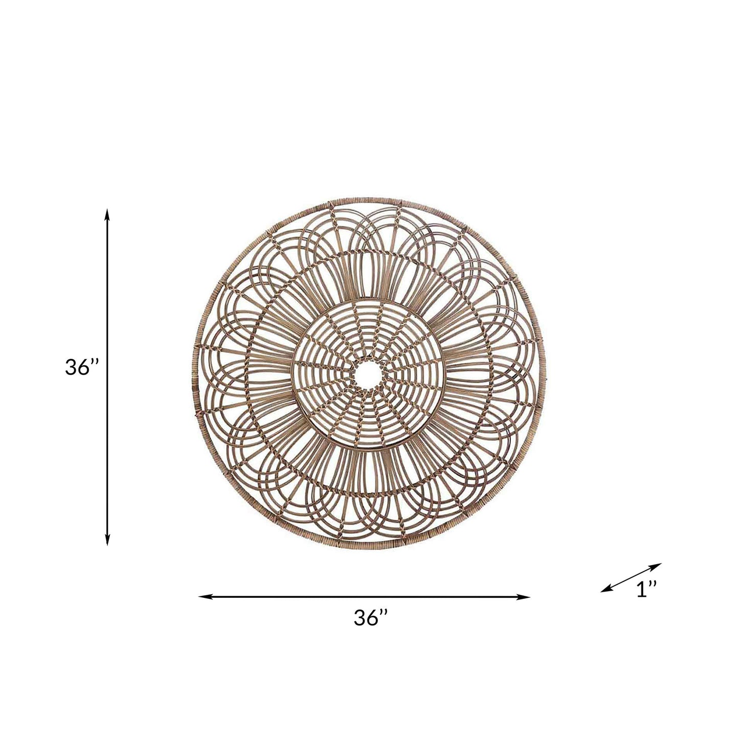 Wicker, 36", Round Wall Accent, Brown