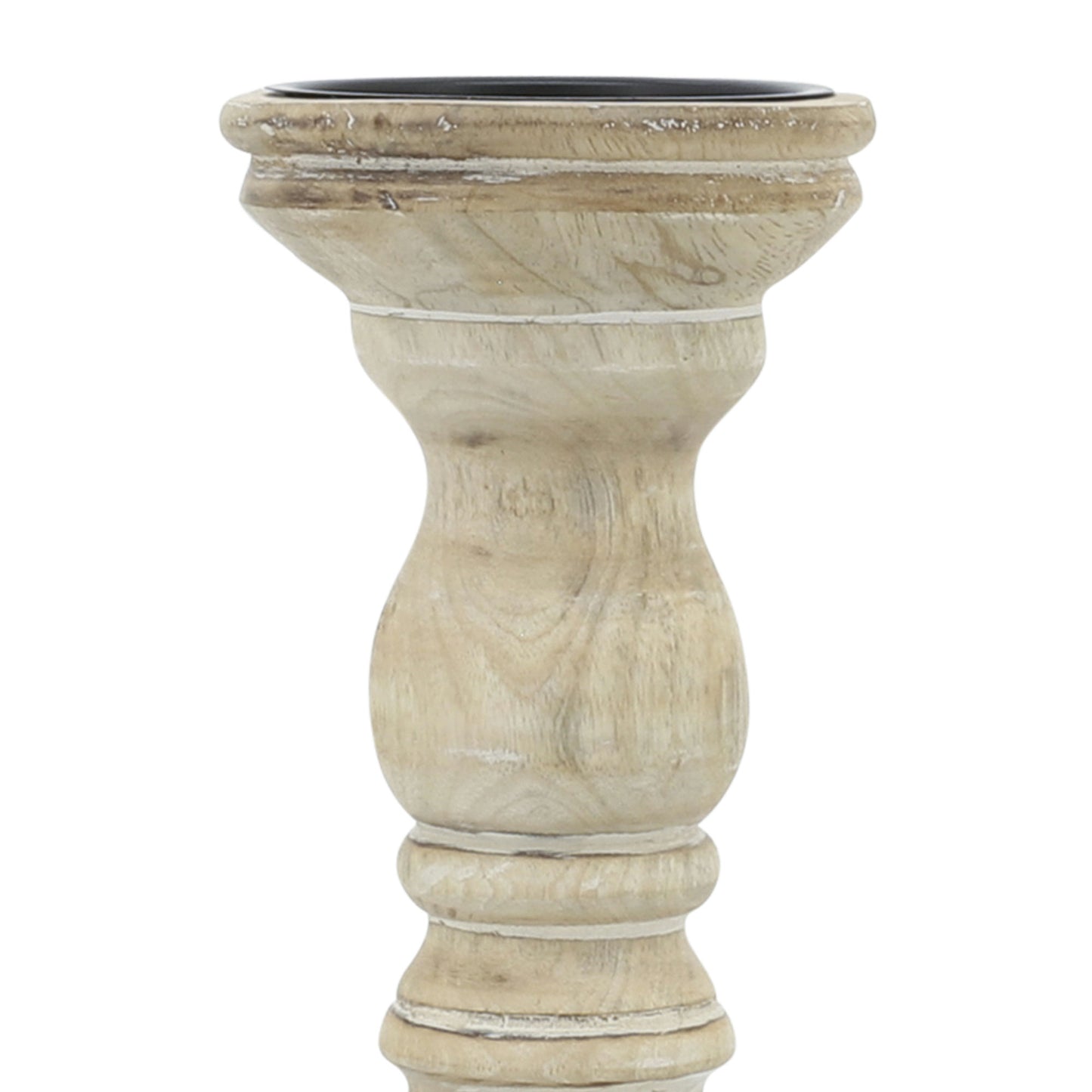 12" Wooden Pillar Holder, Natural