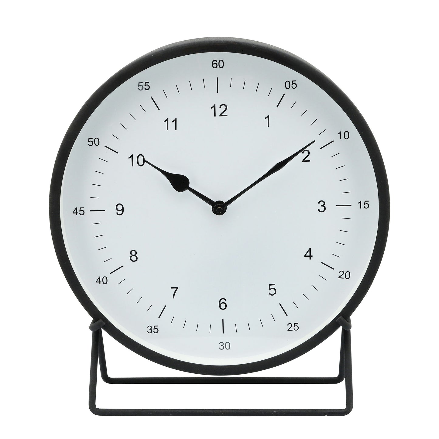 Metal, 13"h Round Table Clock, Black