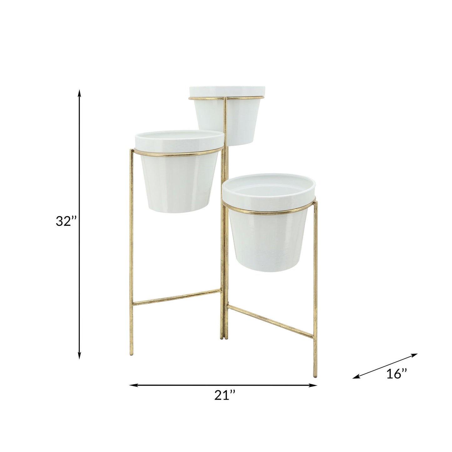 Metal, 3-layered Planters, White