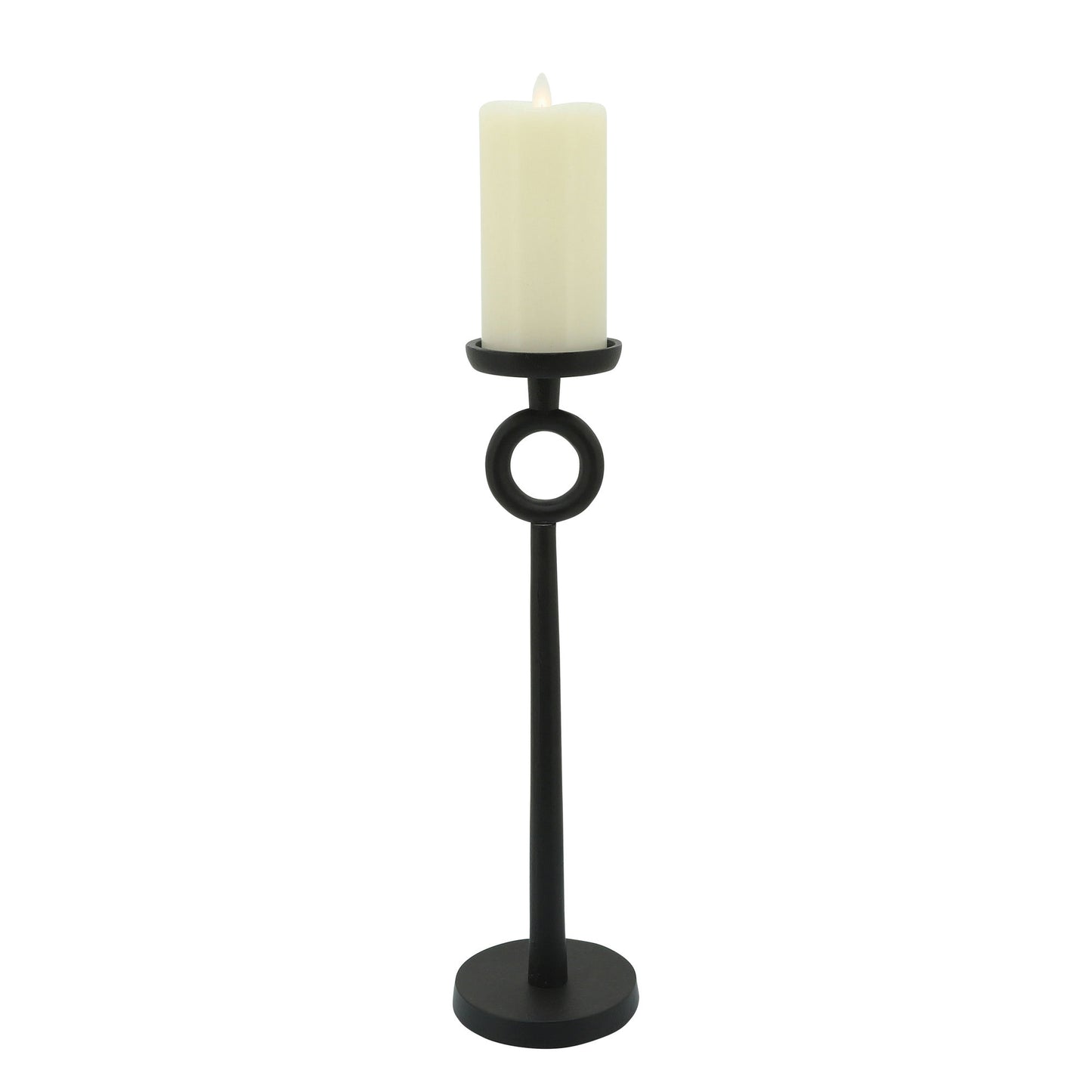 17"h Metal Candle Holder, Black