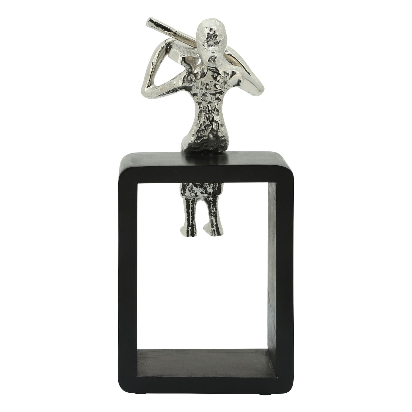 Metal, 13"h Violinist, Silver