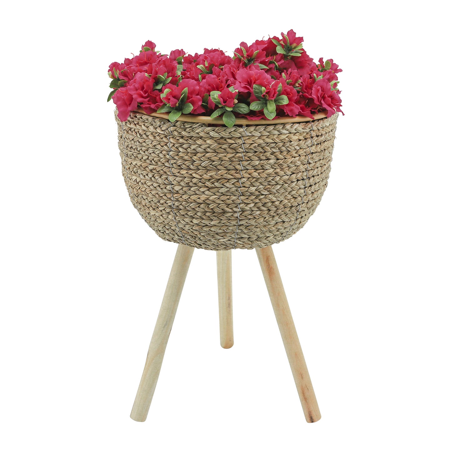 14" Wicker Planter W/ Legs, Natural