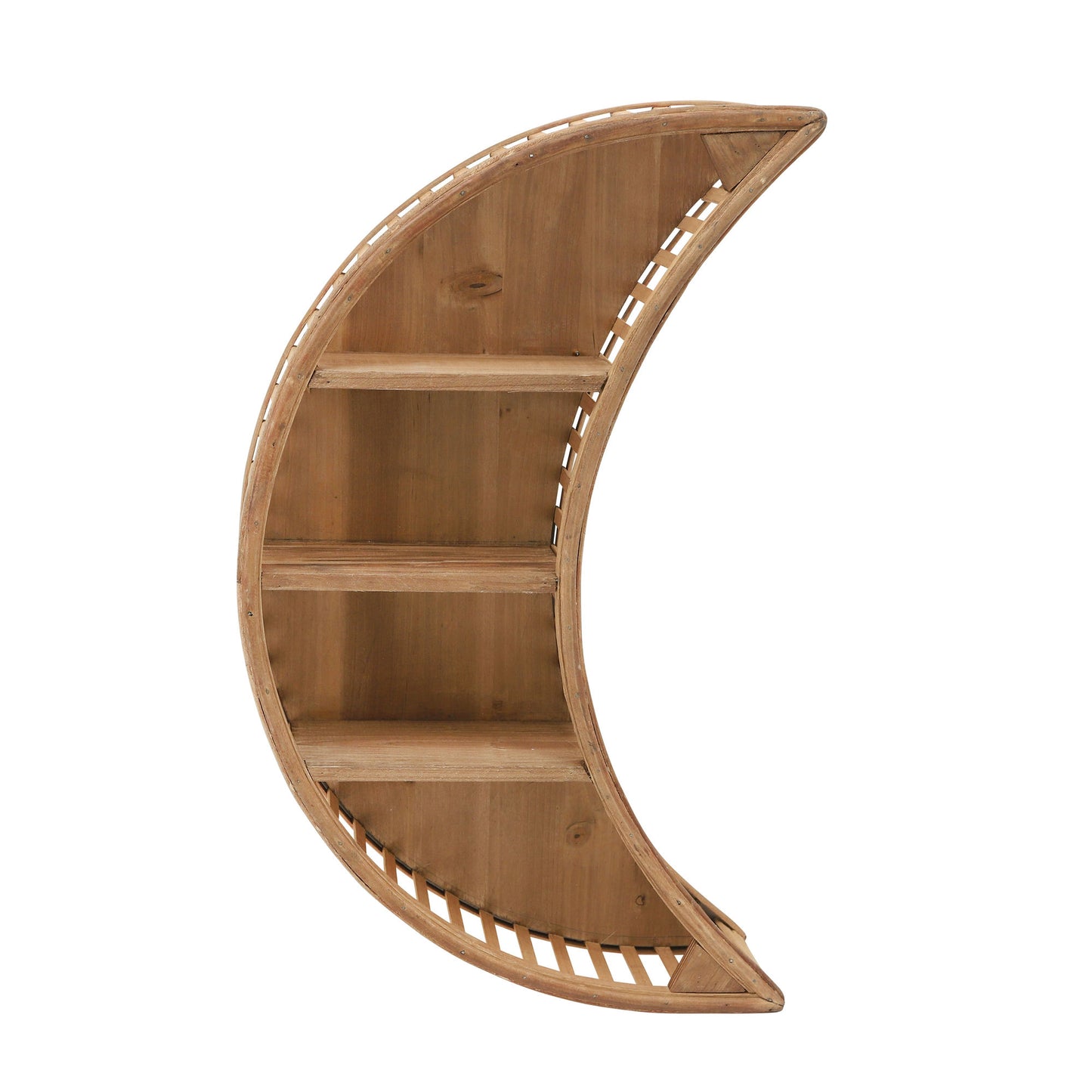 22"h Wood Moon Shaped Shelf, Brown