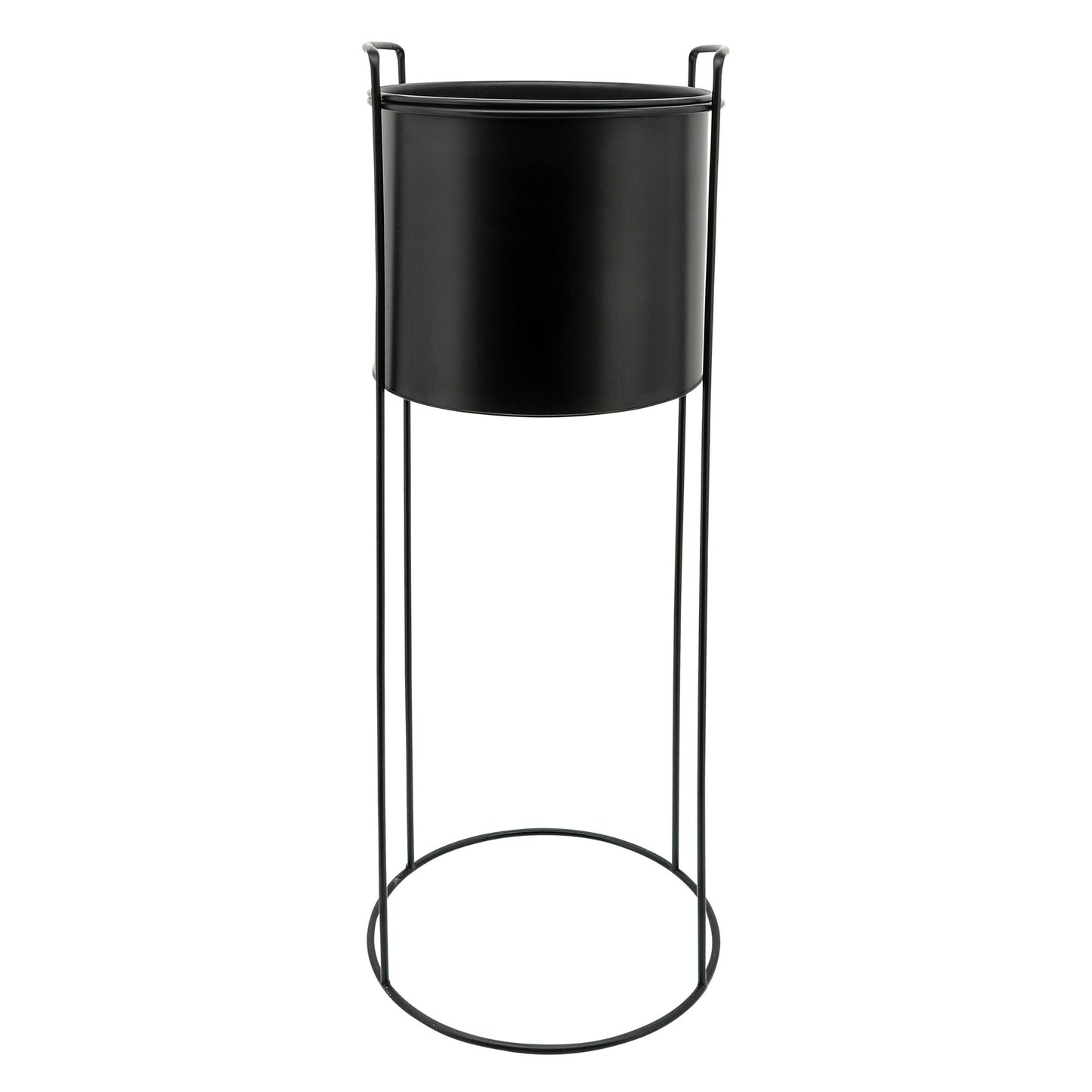 Metal S/3 8/10/12" Round Planters W/ Stand, Black