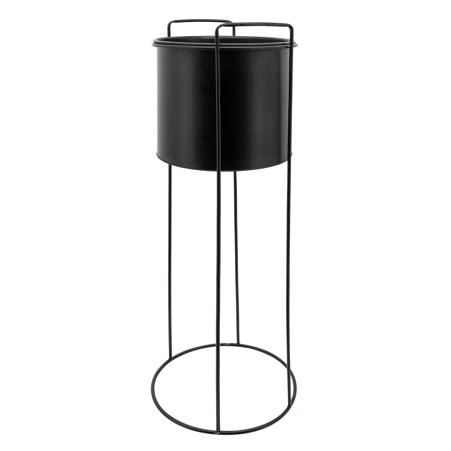 Metal S/3 8/10/12" Round Planters W/ Stand, Black