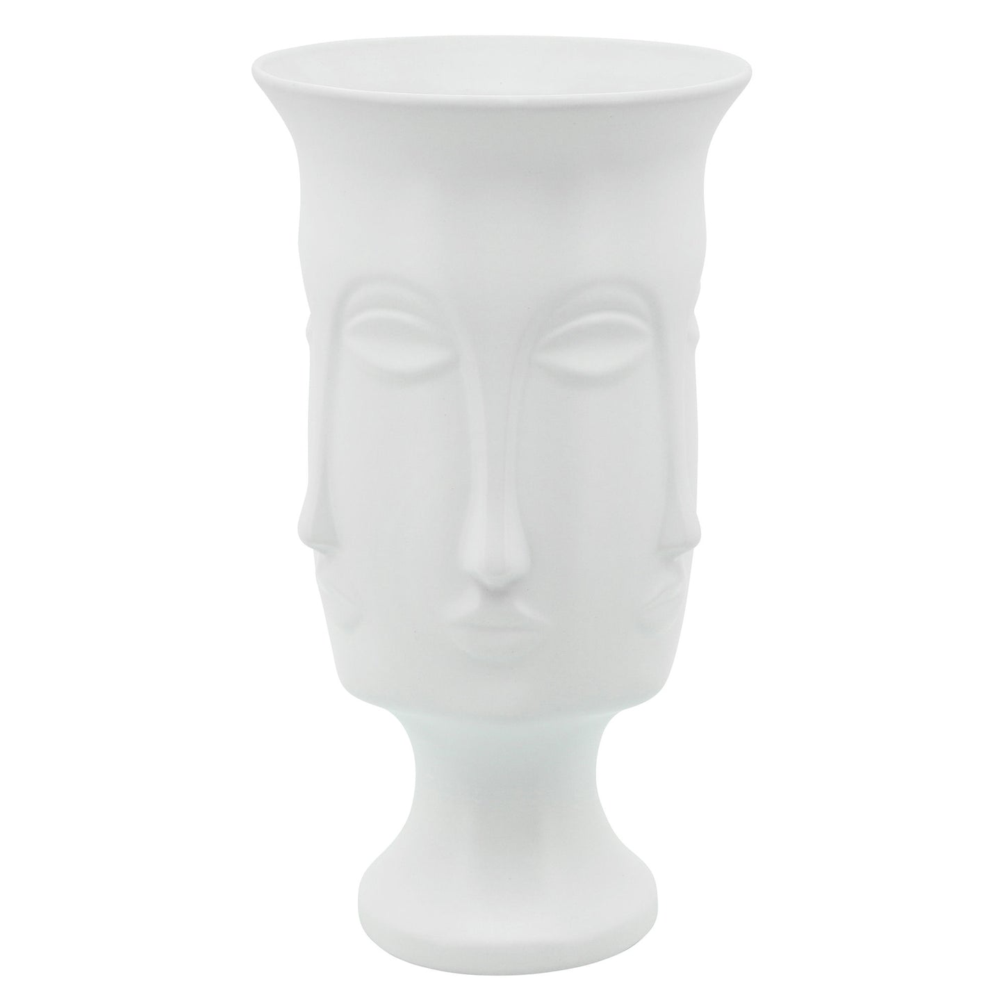 15"h Multi Faced Vase, White