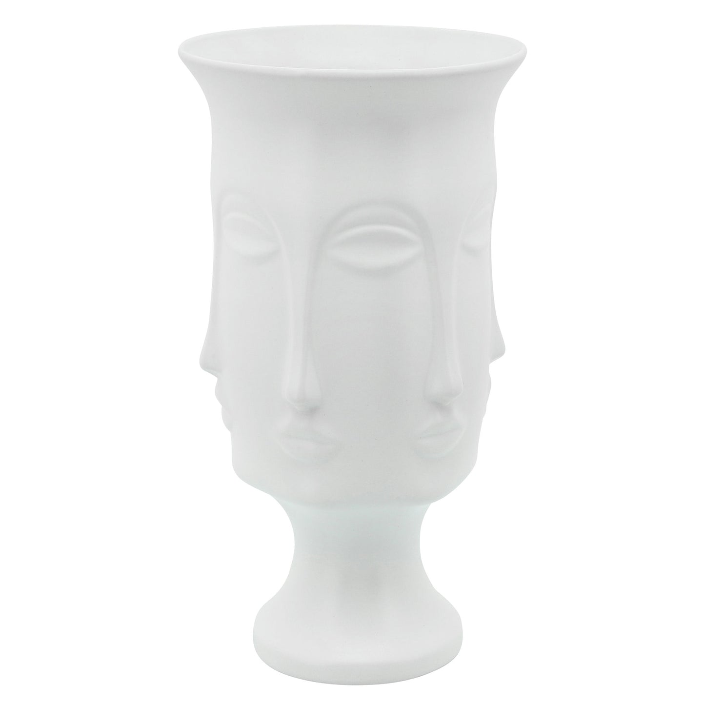 15"h Multi Faced Vase, White