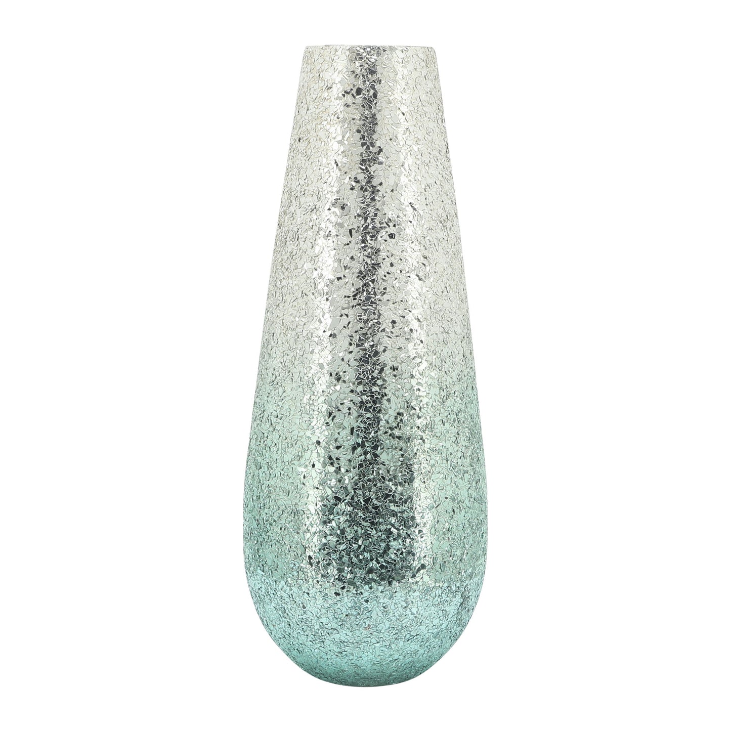 18" Crackled Vase, Green Ombre