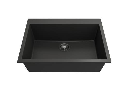 Campino Uno Dual-Mount 27" Single Bowl Granite Kitchen Sink in Matte Black