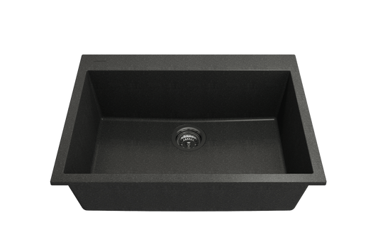 Campino Uno Dual-Mount 27" Single Bowl Granite Kitchen Sink in Metallic Black