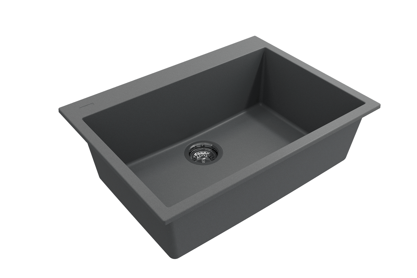 Campino Uno Dual-Mount 27" Single Bowl Granite Kitchen Sink in Concrete Gray