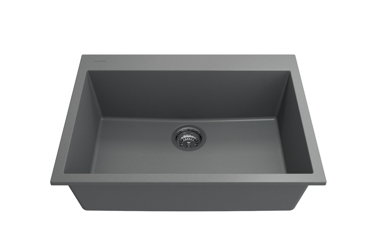 Campino Uno Dual-Mount 27" Single Bowl Granite Kitchen Sink in Concrete Gray