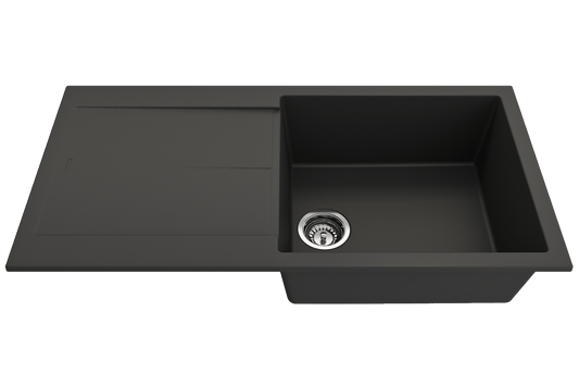 Levanzo Dual-Mount 20" Single Bowl Granite Composite Kitchen Sink in Matte Black