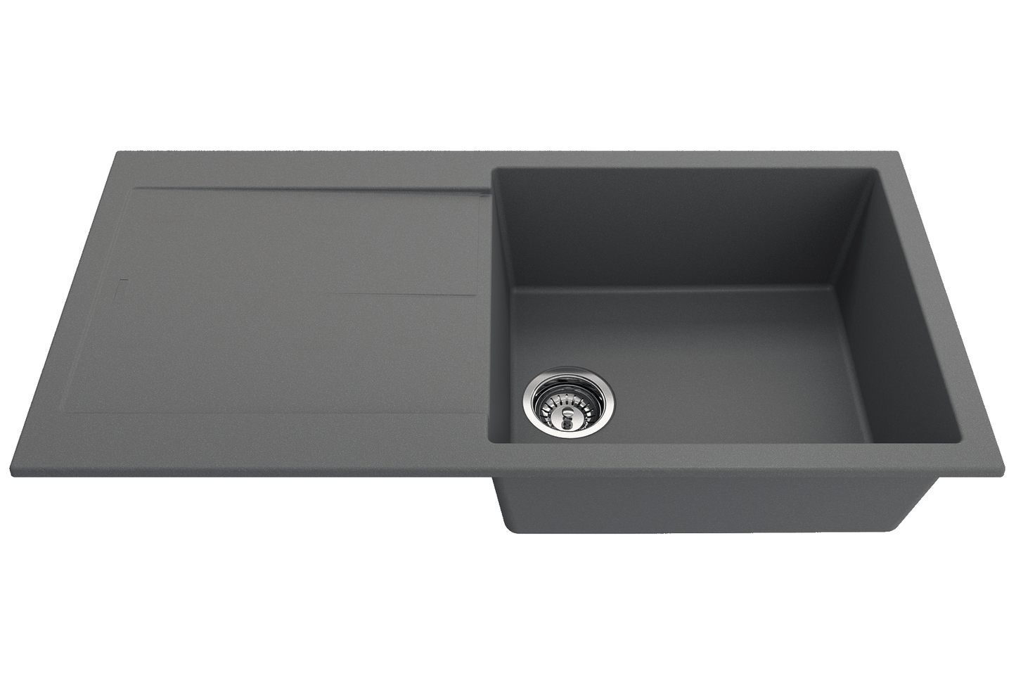 Dual-Mount 20 in. Single Bowl Granite Composite Kitchen Sink with Drain Board
