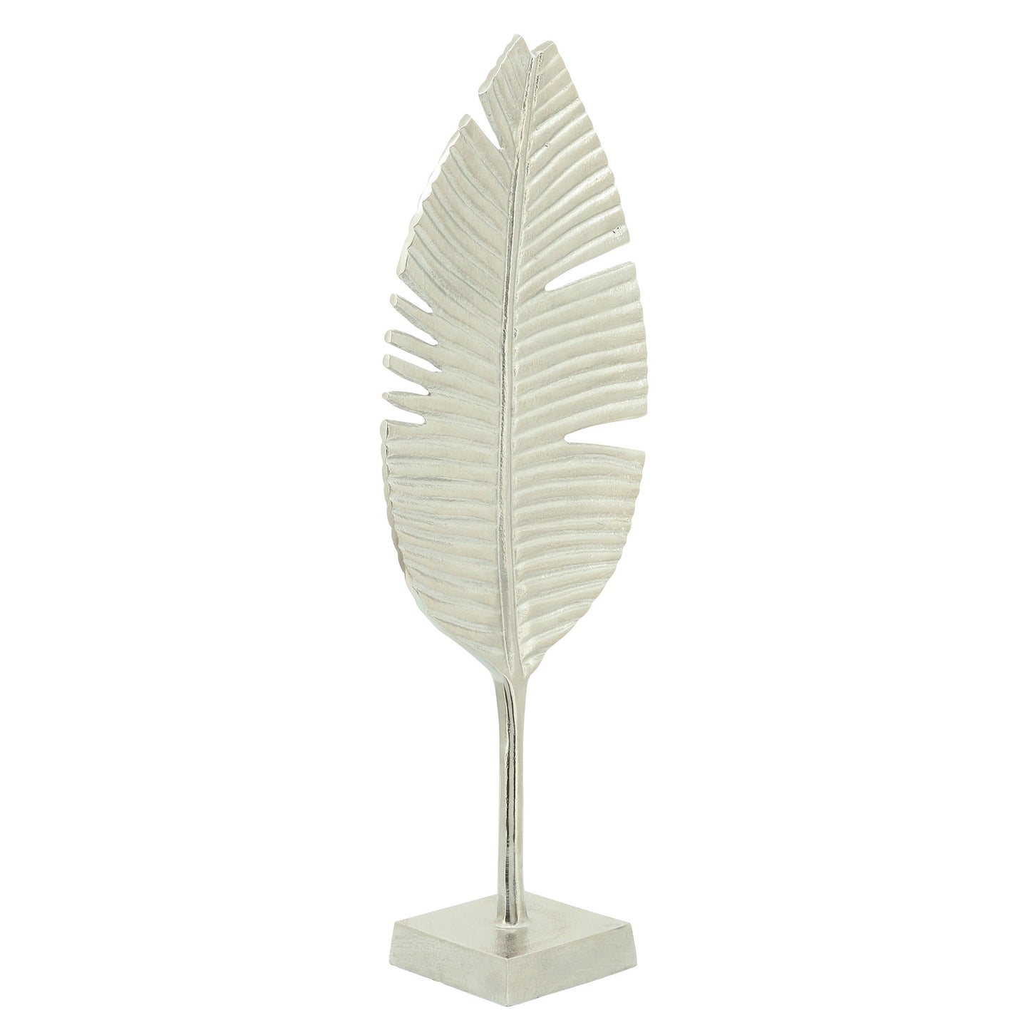 22"h Leaf With Metal Base, Silver