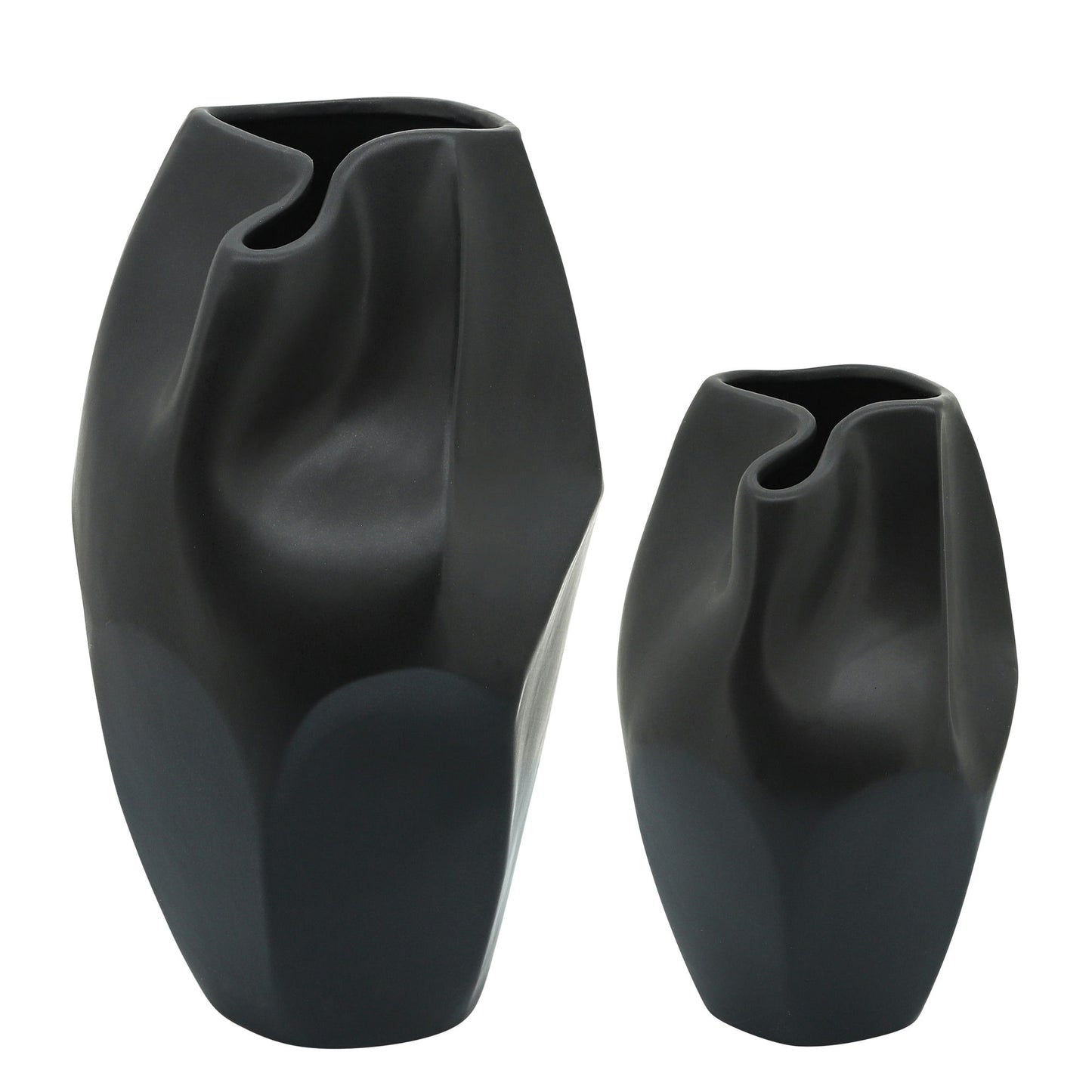 Cer, 14"h Abstract Vase, Black