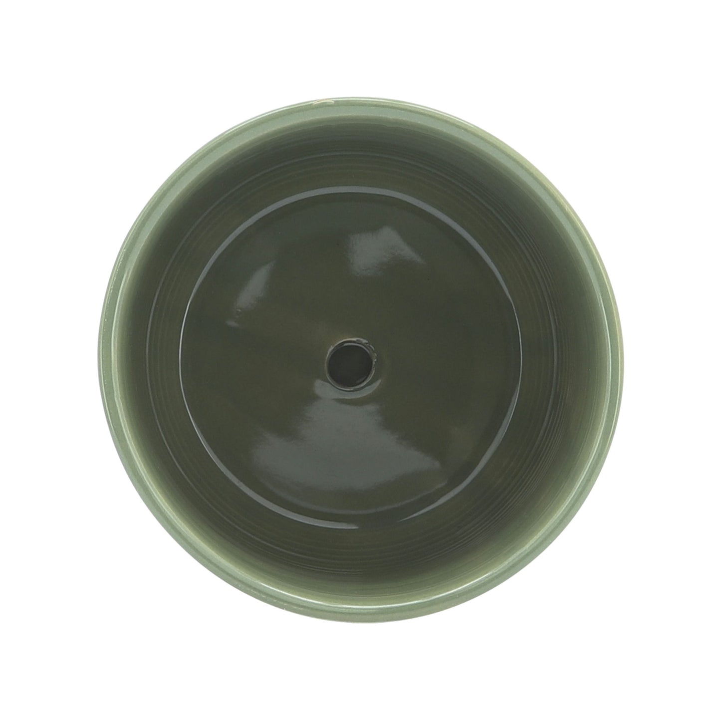 Cer, 6" Planter W/ Saucer, Olive