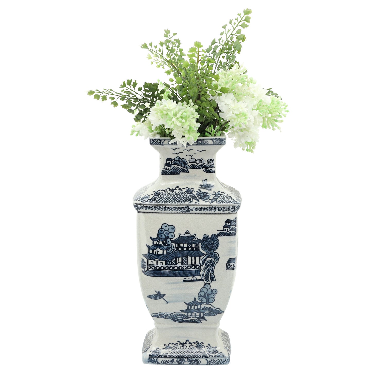 Cer, 15"h Chinoiserie Vase, Blue