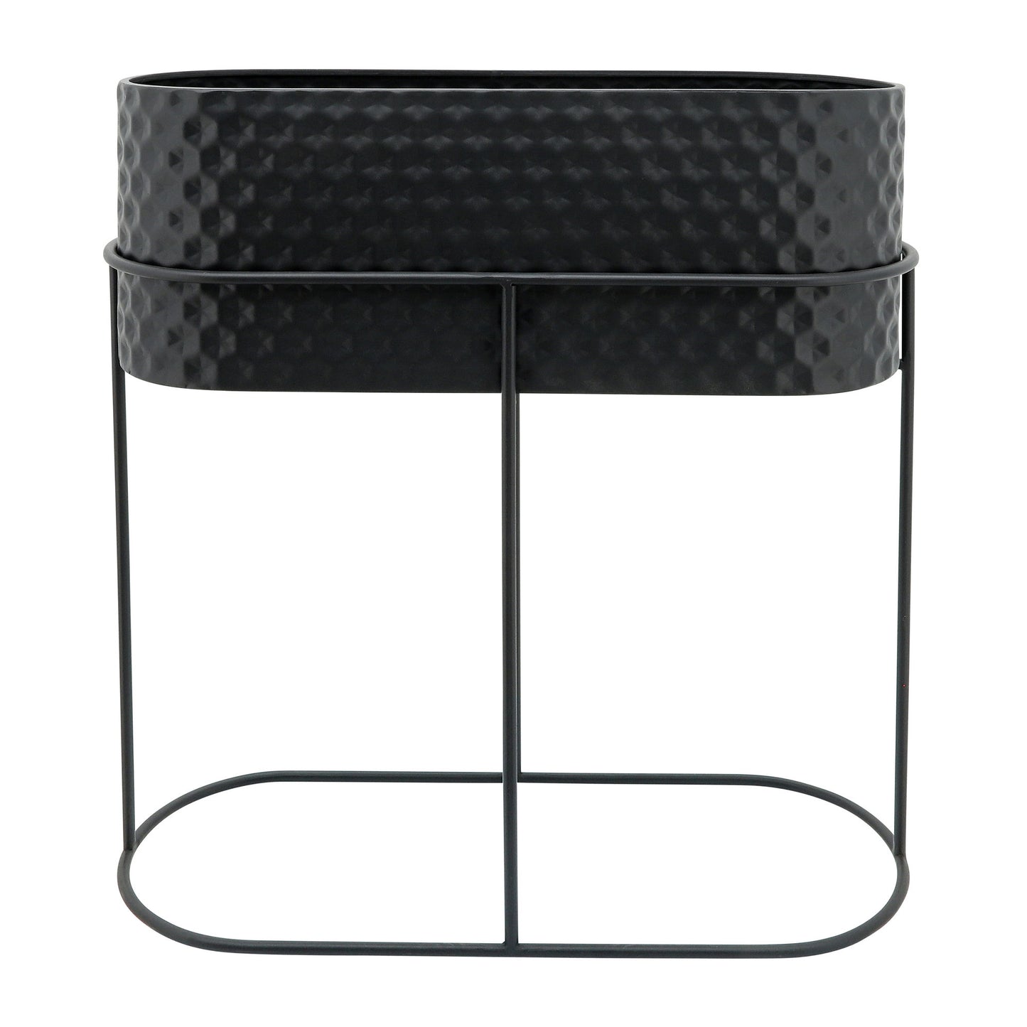 Metal, S/2 20/24" Oval Planters, Black