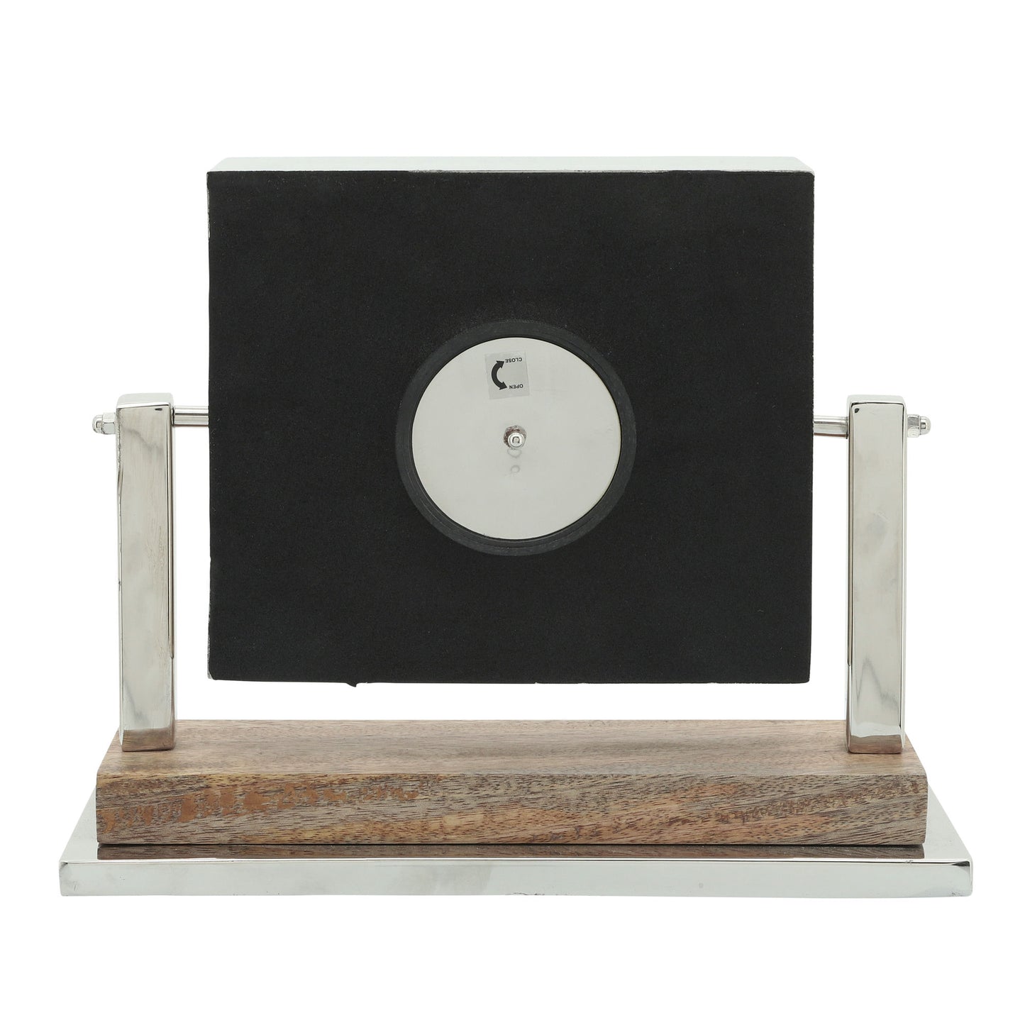 Metal/wood, 12x10 Square Table Clock, Silver