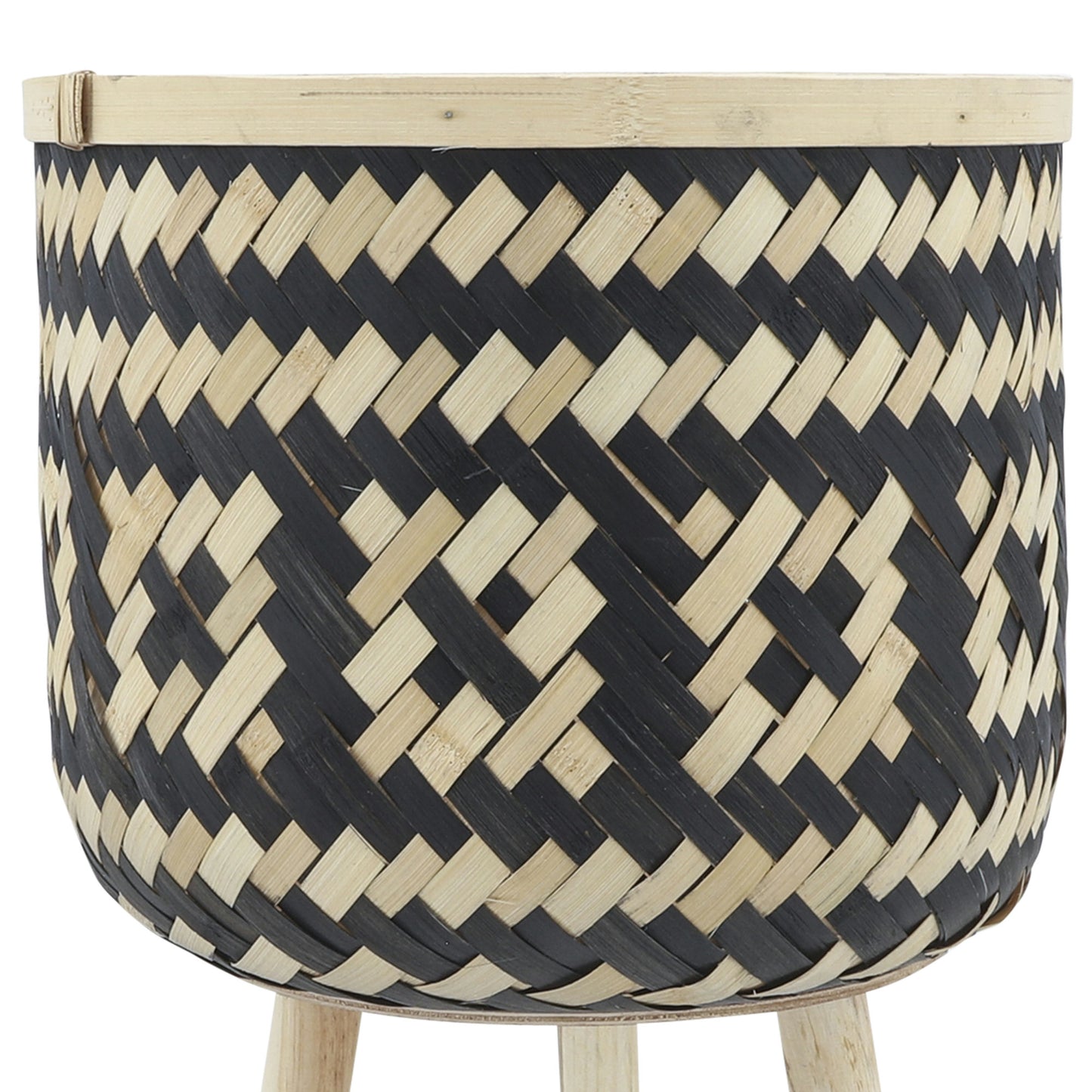Bamboo S/3 11/13/15" Checkered Planters, Brown