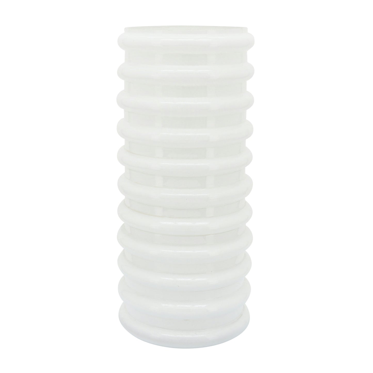Glass, 14"h, Scallop Vase, White