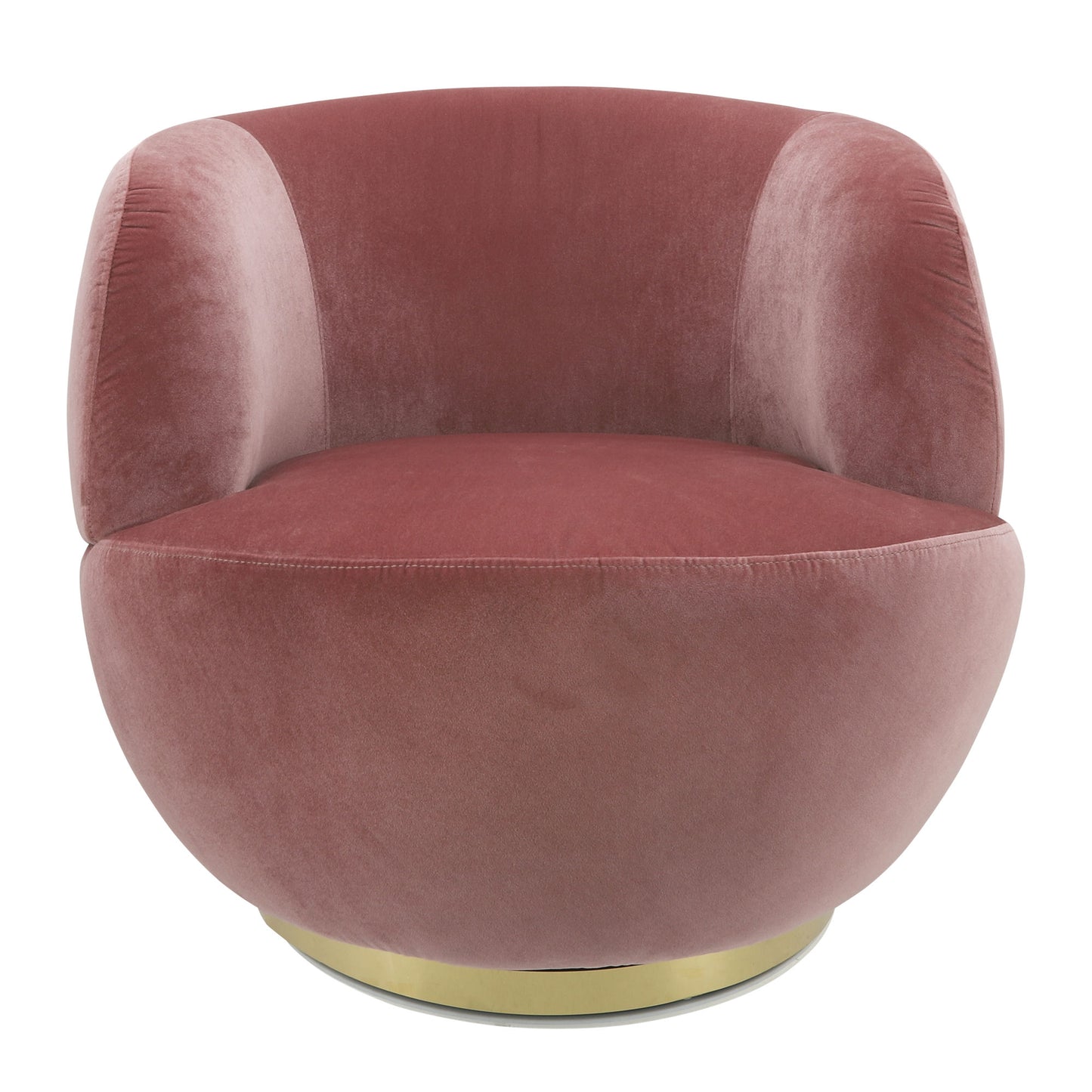 Velveteen Swivel Chair With Gold Base, Pink