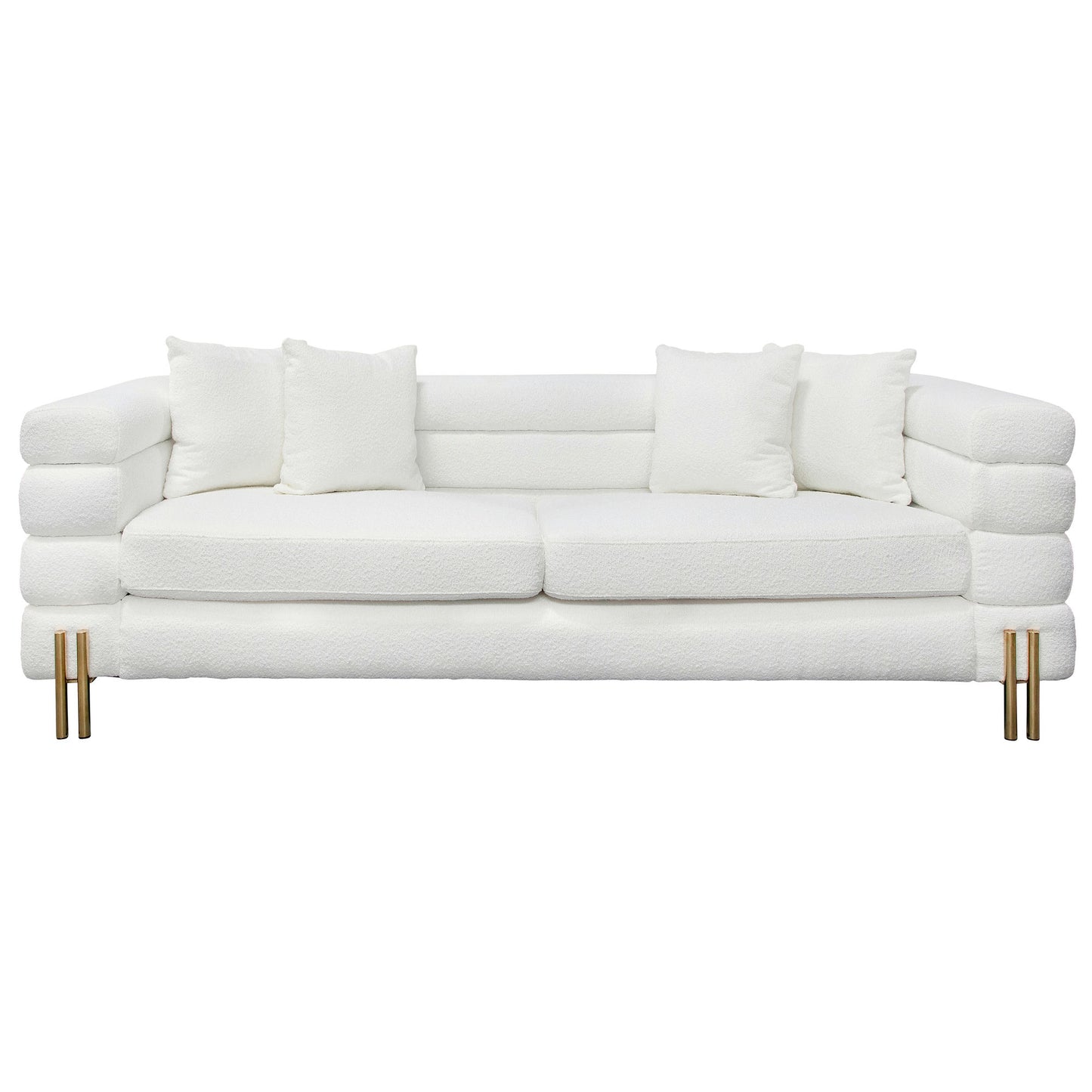 Stainless Steel, Bolstered 3-seater Sofa, White