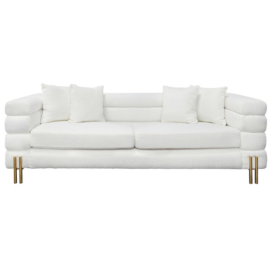 Stainless Steel, Bolstered 3-seater Sofa, White