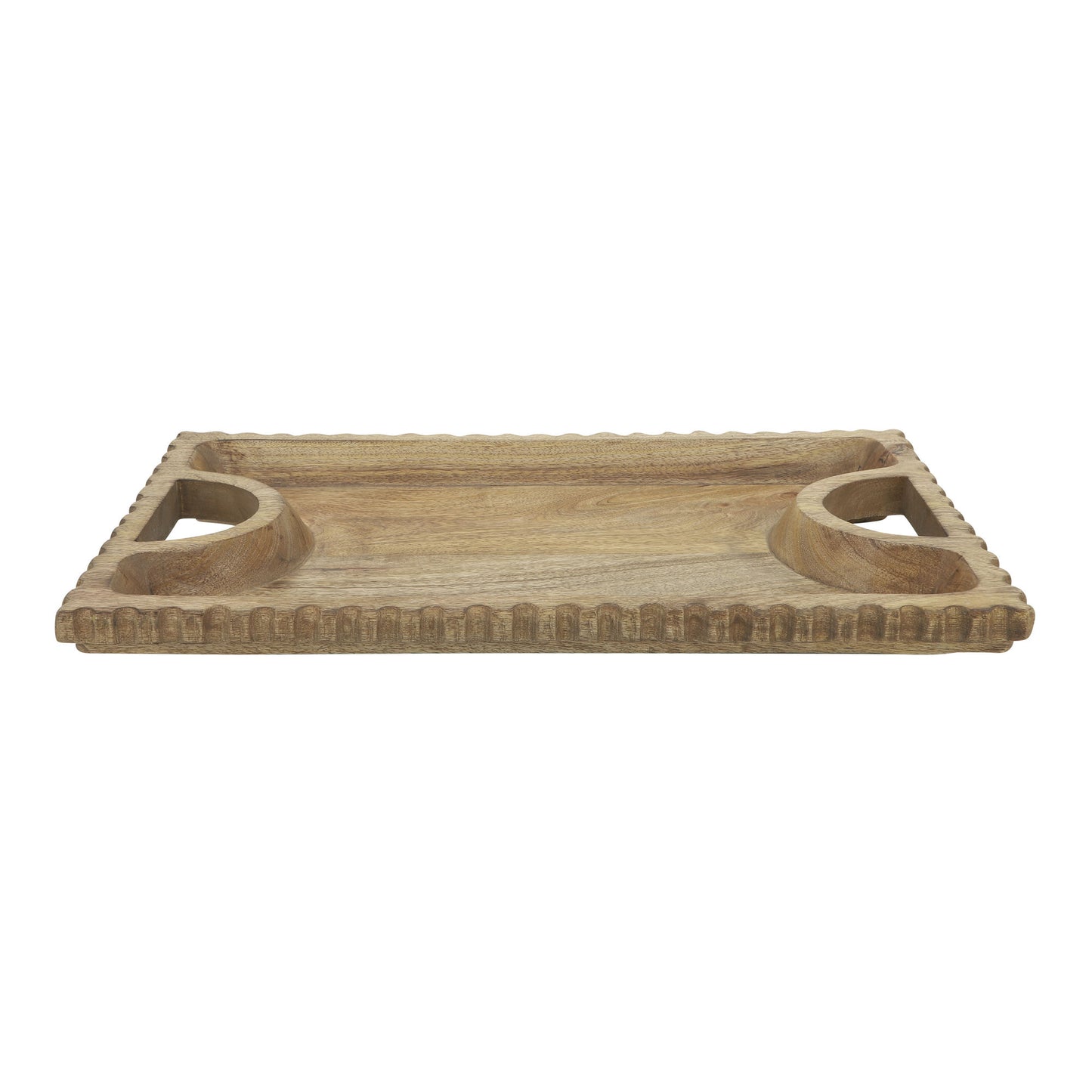 Wood, 25"x15", Scalloped Edge Tray, Natural