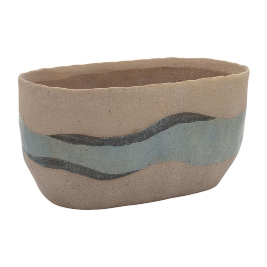 Cer, 10" Oval Planter, Tan