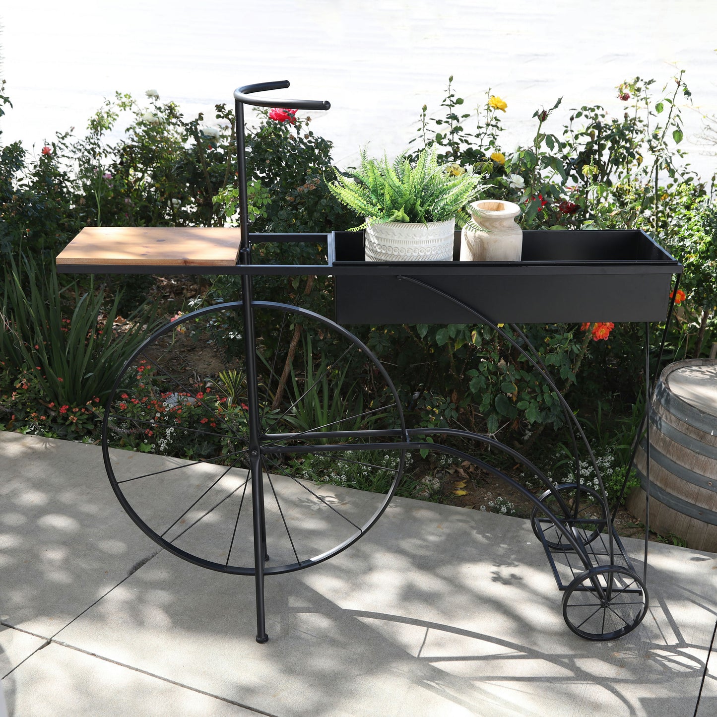 Metal/wood, Bike Planter, Brown/black