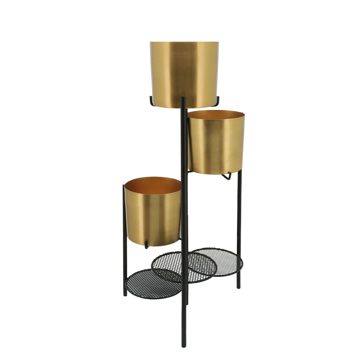 Metal, 32"h 3-layered Folding Planters, Gold/black