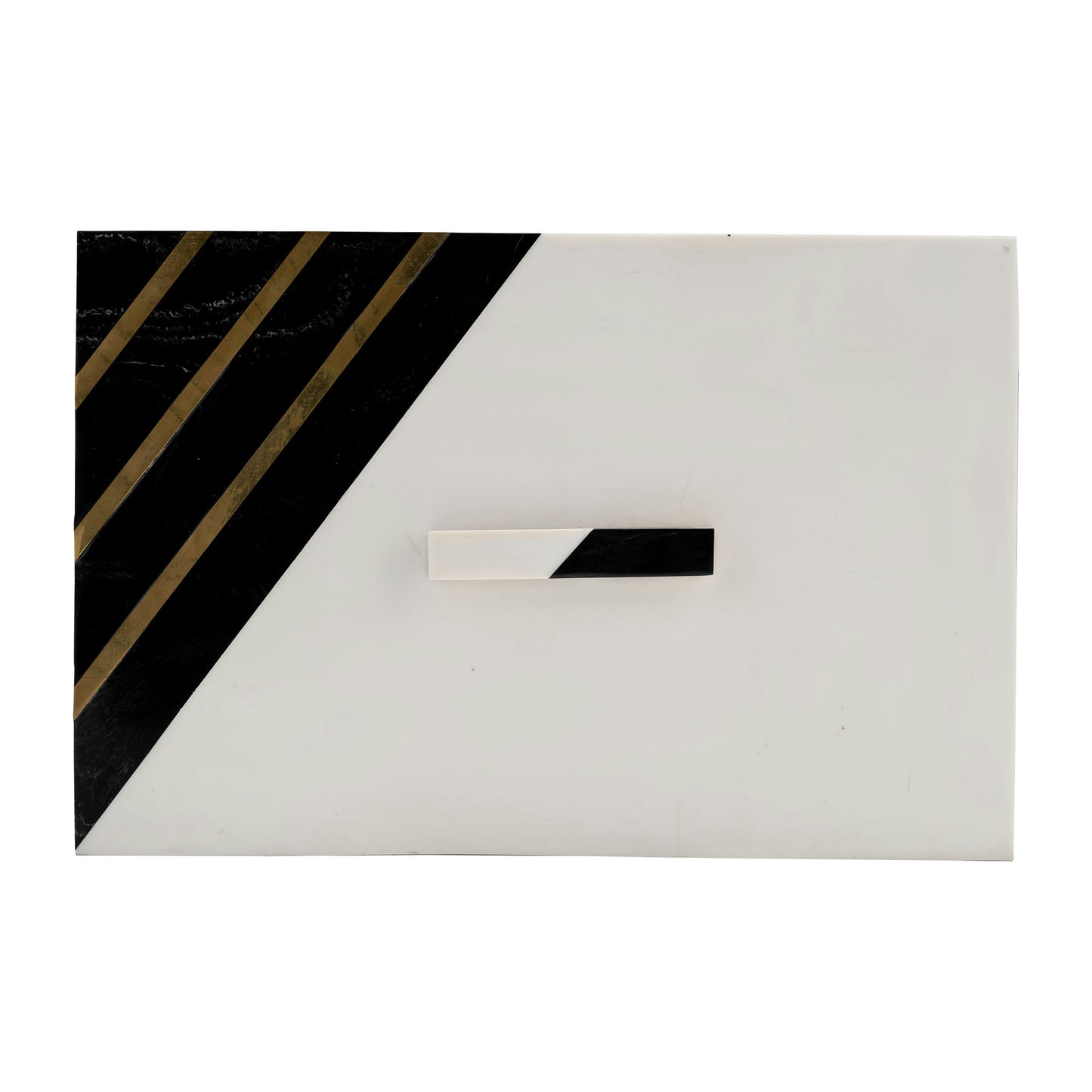 Resin, S/2 10/12" Striped Boxes W/ Knob, Black/whi