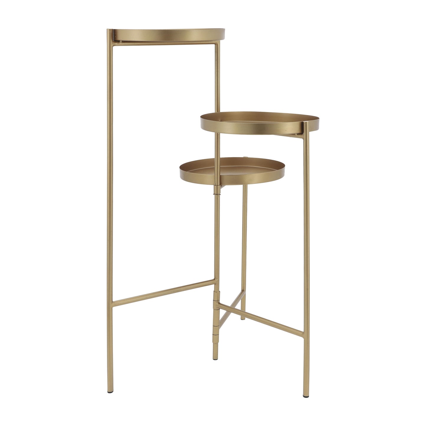 Metal, 32"h 3-layered Plant Stand, Gold