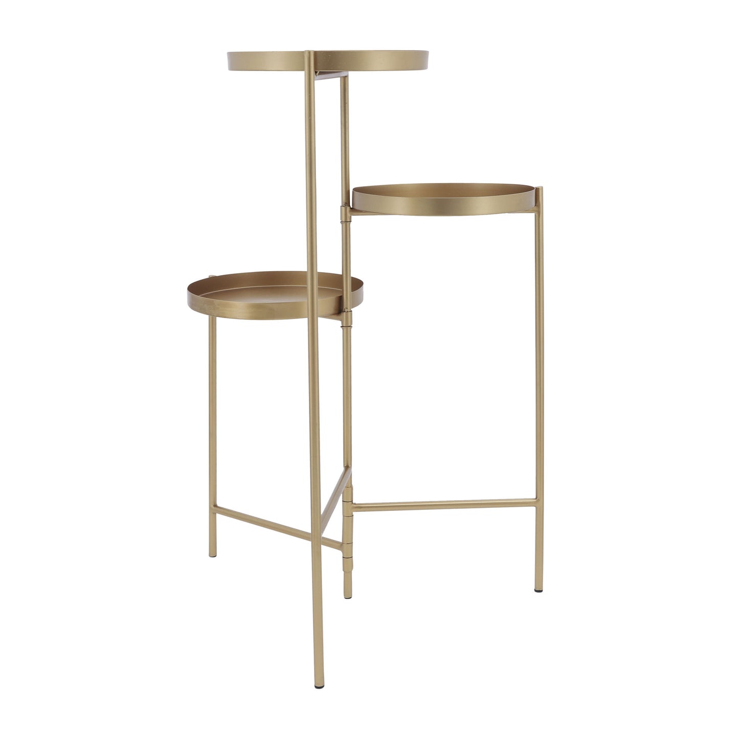 Metal, 32"h 3-layered Plant Stand, Gold