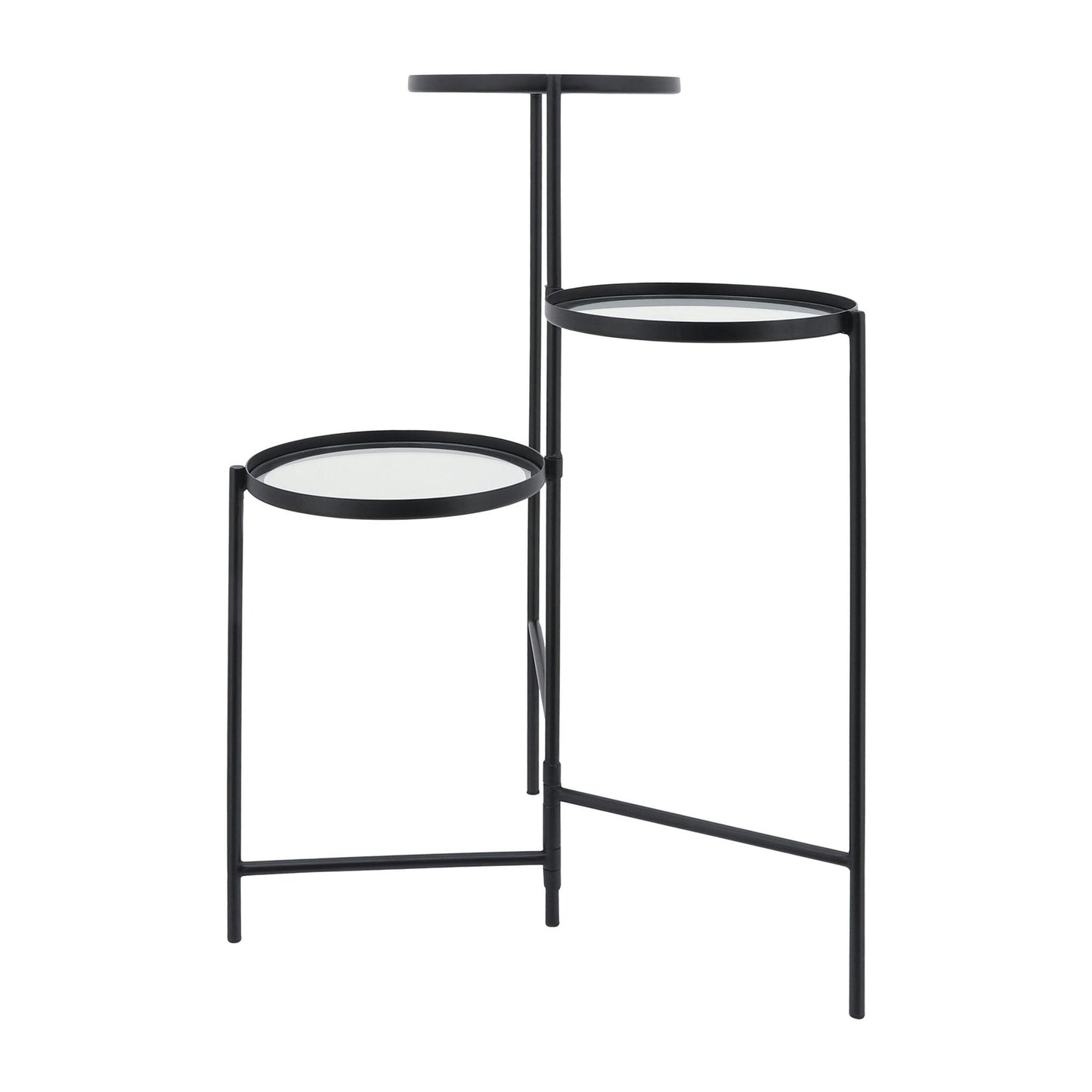 Metal, 32"h 3-layered Glass Plant Stand, Black