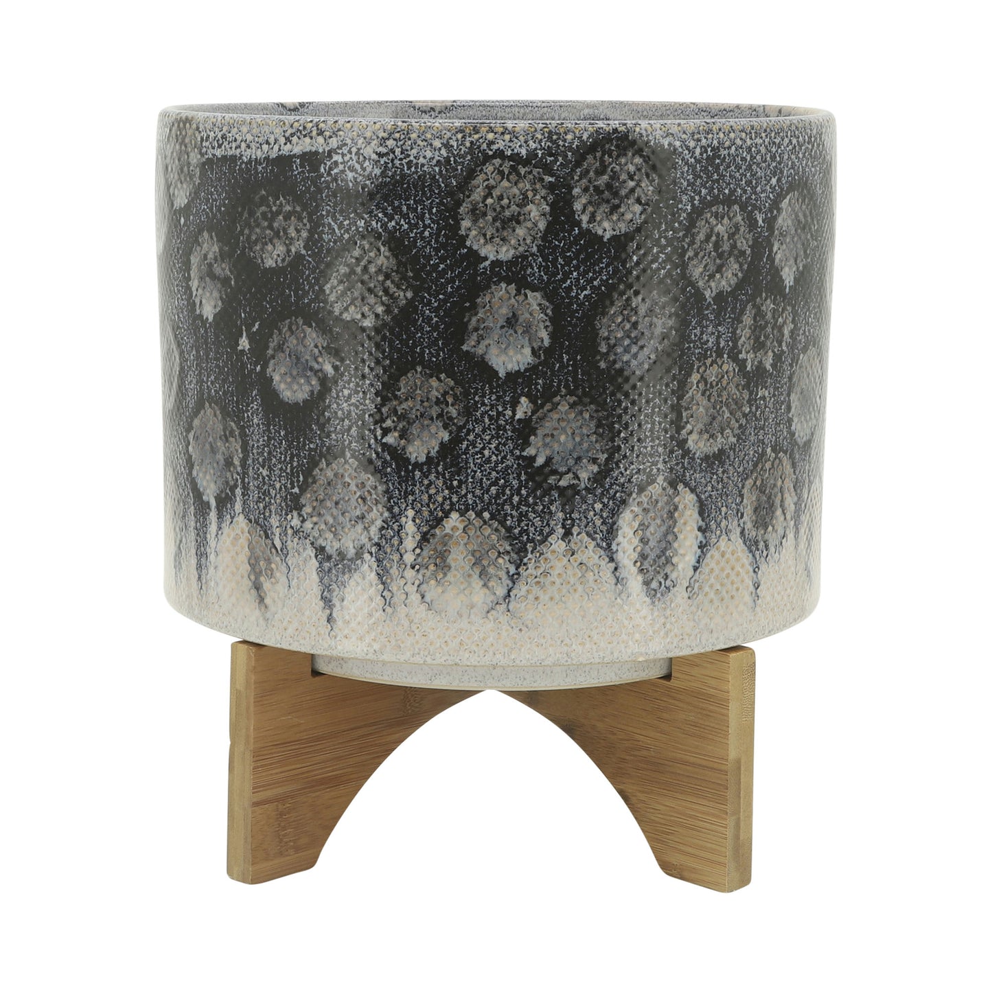 Cer, 10" Snakeskin Planter W/ Stand, Blue