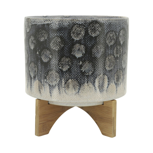 Cer, 10" Snakeskin Planter W/ Stand, Blue